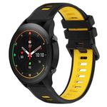 For Xiaomi MI Watch S1 Pro 22mm Sports Two-Color Silicone Watch Band(Black+Yellow)