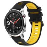 For Amazfit GTR 4 22MM Sports Two-Color Silicone Watch Band(Black+Yellow)