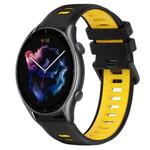 For Amazfit GTR 3 22MM Sports Two-Color Silicone Watch Band(Black+Yellow)