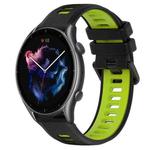 For Amazfit GTR 3 Pro 22MM Sports Two-Color Silicone Watch Band(Black+Green)