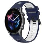 For Amazfit GTR 3 Pro 22MM Sports Two-Color Silicone Watch Band(Midnight Blue+White)