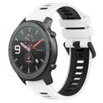 For Amazfit GTR 47mm 22MM Sports Two-Color Silicone Watch Band(White+Black)