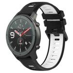 For Amazfit GTR 47mm 22MM Sports Two-Color Silicone Watch Band(Black+White)