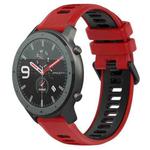 For Amazfit GTR 47mm 22MM Sports Two-Color Silicone Watch Band(Red+Black)