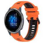 For Garmin Venu 2 22mm Sports Two-Color Silicone Watch Band(Orange+Black)