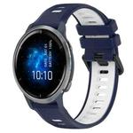 For Garmin Venu 2 22mm Sports Two-Color Silicone Watch Band(Midnight Blue+White)