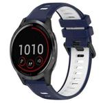 For Garmin Vivoactive 4 22mm Sports Two-Color Silicone Watch Band(Midnight Blue+White)