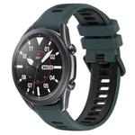For Samsung Galaxy Watch3 45mm 22mm Sports Two-Color Silicone Watch Band(Olive Green+Black)