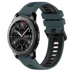 For Samsung Gear S3 Frontier 22mm Sports Two-Color Silicone Watch Band(Olive Green+Black)