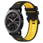 For Samsung Gear S3 Frontier 22mm Sports Two-Color Silicone Watch Band(Black+Yellow)