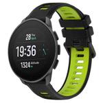 For SUUNTO 9 Peak Pro 22mm Sports Two-Color Silicone Watch Band(Black+Green)