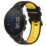 For  SUUNTO 9 Peak 22mm Sports Two-Color Silicone Watch Band(Black+Yellow)