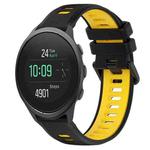 For SUUNTO 5 Peak 22mm Sports Two-Color Silicone Watch Band(Black+Yellow)