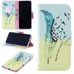 Colored Drawing Pattern Horizontal Flip Leather Case for Xiaomi Redmi  Note7,with Holder & Card Slots & Wallet(Feather Bird)