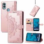For Kyocera Android One S10 Mandala Flower Embossed Leather Phone Case(Rose Gold)
