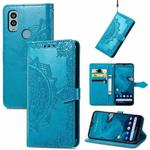 For Kyocera Android One S10 Mandala Flower Embossed Leather Phone Case(Blue)