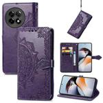 For OnePlus Ace 2 Mandala Flower Embossed Leather Phone Case(Purple)