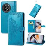 For OnePlus Ace 2 Mandala Flower Embossed Leather Phone Case(Blue)