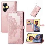 For Realme C55 Mandala Flower Embossed Leather Phone Case(Rose Gold)