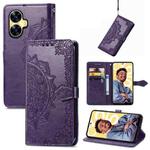 For Realme C55 Mandala Flower Embossed Leather Phone Case(Purple)