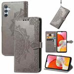 For Samsung Galaxy A14 4G Mandala Flower Embossed Leather Phone Case(Gray)