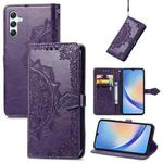 For Samsung Galaxy A34 5G Mandala Flower Embossed Leather Phone Case(Purple)