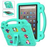 For Amazon Fire HD 10 2021 Handle Kickstand Children EVA Shockproof PC Tablet Case(Mint Green)
