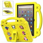 For Amazon Fire HD 10 2021 Handle Kickstand Children EVA Shockproof PC Tablet Case(Yellow)