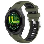 For Garmin Forerunner 265S 18mm Sports Two-Color Steel Buckle Silicone Watch Band(Army Green+Black)