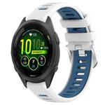 For Garmin Forerunner 265S Music 18mm Sports Two-Color Steel Buckle Silicone Watch Band(White+Blue)