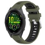 For Garmin Forerunner 265S Music 18mm Sports Two-Color Steel Buckle Silicone Watch Band(Army Green+Black)
