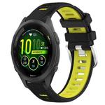 For Garmin Forerunner 265S Music 18mm Sports Two-Color Steel Buckle Silicone Watch Band(Black+Lime Green)