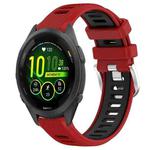 For Garmin Forerunner 265S Music 18mm Sports Two-Color Steel Buckle Silicone Watch Band(Red+Black)