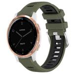 For Garmin Active S 18mm Sports Two-Color Steel Buckle Silicone Watch Band(Army Green+Black)