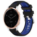 For Garmin Active S 18mm Sports Two-Color Steel Buckle Silicone Watch Band(Black+Blue)