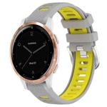 For Garmin Active S 18mm Sports Two-Color Steel Buckle Silicone Watch Band(Grey+Yellow)