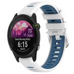 For Garmin Forerunner 255S Music 18mm Sports Two-Color Steel Buckle Silicone Watch Band(White+Blue)
