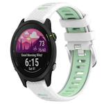 For Garmin Forerunner 255S Music 18mm Sports Two-Color Steel Buckle Silicone Watch Band(White+Teal)