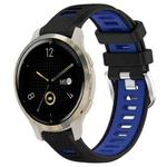 For Garmin Venu 2S 18mm Sports Two-Color Steel Buckle Silicone Watch Band(Black+Blue)