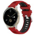 For Garmin Venu 2S 18mm Sports Two-Color Steel Buckle Silicone Watch Band(Red+Black)