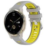 For Garmin Venu 2S 18mm Sports Two-Color Steel Buckle Silicone Watch Band(Grey+Yellow)
