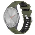 For Garmin Vivomove 3S 18mm Sports Two-Color Steel Buckle Silicone Watch Band(Army Green+Black)