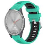 For Garmin Vivomove 3S 18mm Sports Two-Color Steel Buckle Silicone Watch Band(Lake Blue+Black)