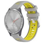 For Garmin Vivomove 3S 18mm Sports Two-Color Steel Buckle Silicone Watch Band(Grey+Yellow)