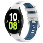 For Samsung Galaxy Watch5 44mm 20mm Sports Two-Color Steel Buckle Silicone Watch Band(White+Blue)