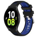 For Samsung Galaxy Watch5 44mm 20mm Sports Two-Color Steel Buckle Silicone Watch Band(Black+Blue)