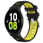 For Samsung Galaxy Watch5 44mm 20mm Sports Two-Color Steel Buckle Silicone Watch Band(Black+Lime Green)