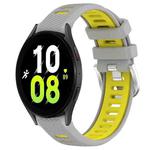 For Samsung Galaxy Watch5 44mm 20mm Sports Two-Color Steel Buckle Silicone Watch Band(Grey+Yellow)