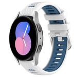 For Samsung Galaxy Watch5 40mm 20mm Sports Two-Color Steel Buckle Silicone Watch Band(White+Blue)