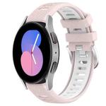 For Samsung Galaxy Watch5 40mm 20mm Sports Two-Color Steel Buckle Silicone Watch Band(Pink+White)